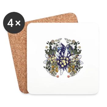 Alpes Montagnes Montagnes Nature Fleurs Nature Amoureux de la Nature - Dessous de verre (lot de 4) - blanc - Devant