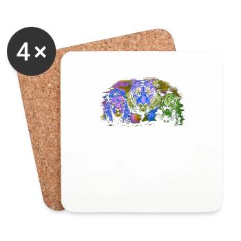 Lion Lions Chat Chat Zoo de la faune sauvage - Dessous de verre (lot de 4) - blanc - Devant
