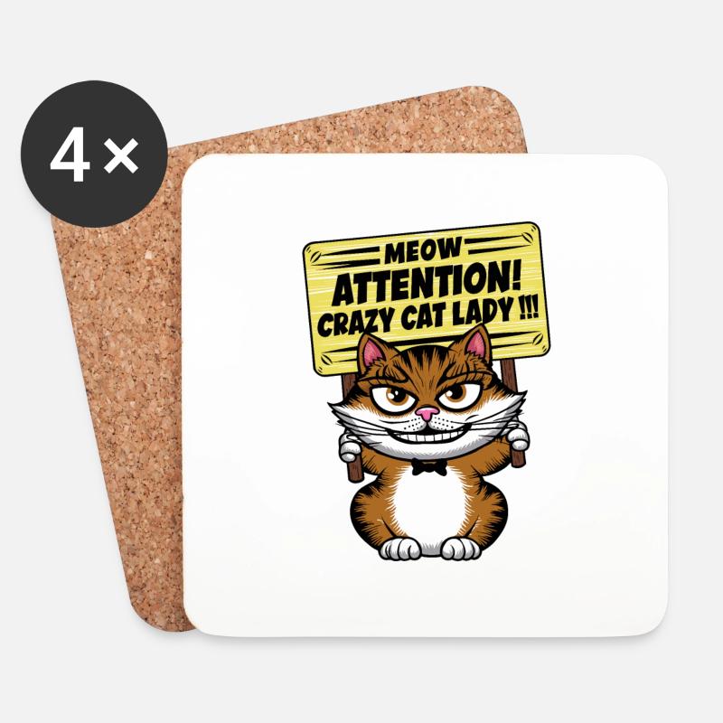 Miau Lustige Katze Sprüche Katzen Spruch - Untersetzer (4er-Set) - Weiß