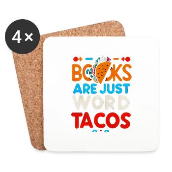 Les livres ne sont que des tacos de mots 17 - Dessous de verre (lot de 4) - blanc - Devant