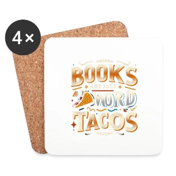 Les livres ne sont que des tacos de mots 20 - Dessous de verre (lot de 4) - blanc - Devant