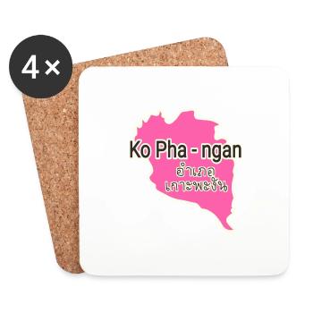Koh Phangan Insel Karte - Untersetzer (4er-Set) - Weiß - Vorne