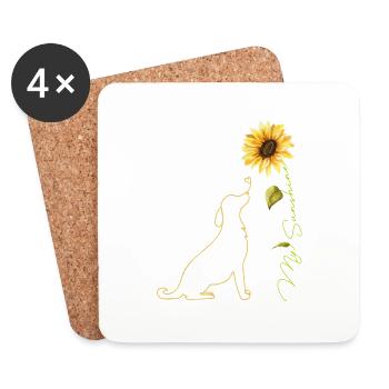 Dog Sunflower, Cute Dog Tees Sunshine Dog Lover - Dessous de verre (lot de 4) - blanc - Devant