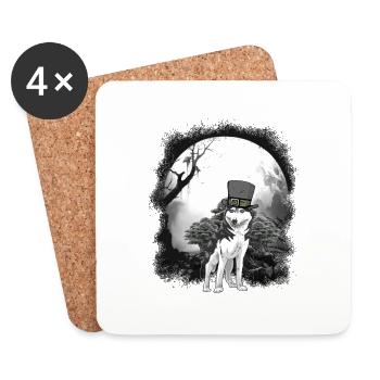 Wehrwolf Loup Loups Halloween Chien médiéval - Dessous de verre (lot de 4) - blanc - Devant