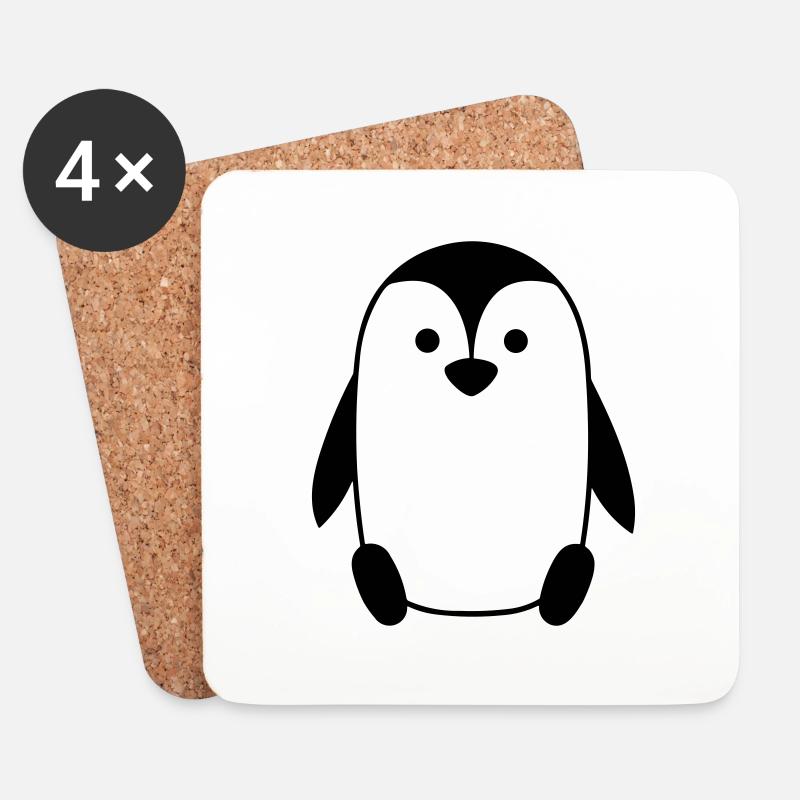 Pinguin - Untersetzer (4er-Set) - Weiß