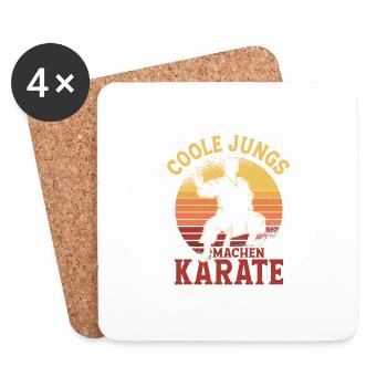 Coole Jungs machen Karate Kampfsport Training - Untersetzer (4er-Set) - Weiß - Vorne