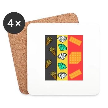 Frites belges Diamonds Gaufres - Dessous de verre (lot de 4) - blanc - Devant