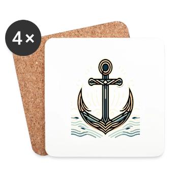 Maritimer Charme Anker Design - Untersetzer (4er-Set) - Weiß - Vorne