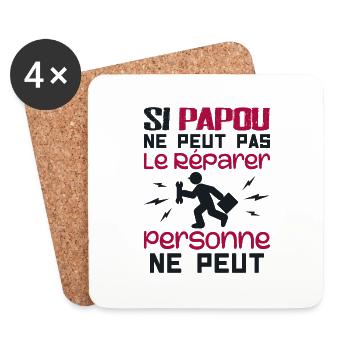 Si Papou Ne Peut Pas Le Réparer Personne Ne Peut - Dessous de verre (lot de 4) - blanc - Devant