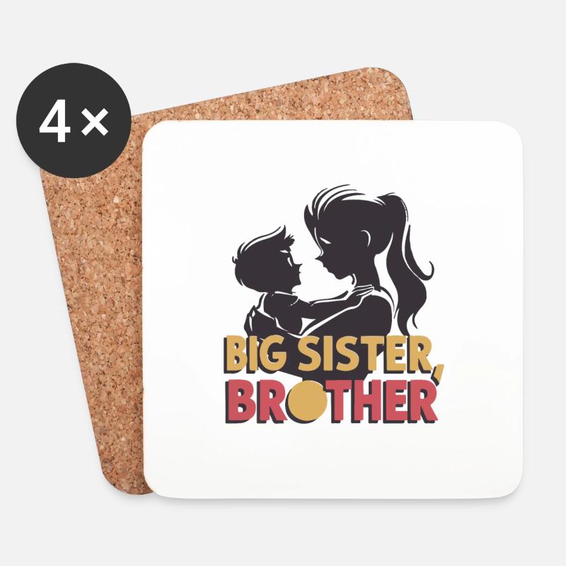 GROSSE SCHWESTER BRUDER - Untersetzer (4er-Set) - Weiß