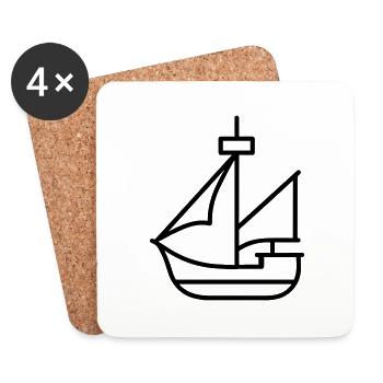 Piratenschiff - Untersetzer (4er-Set) - Weiß - Vorne