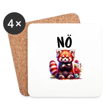Roter Panda Lustiger Spruch Nö Feuerfuchs - Untersetzer (4er-Set) - Weiß - Vorne