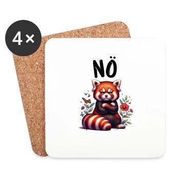 Roter Panda Lustiger Spruch Nö Feuerfuchs - Untersetzer (4er-Set) - Weiß - Vorne