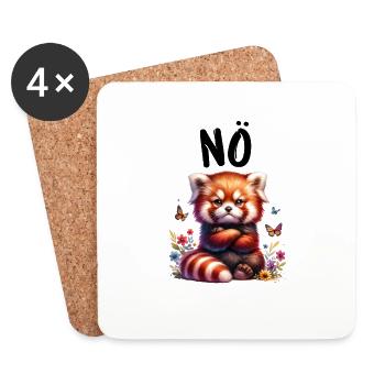 Roter Panda Lustiger Spruch Nö Feuerfuchs - Untersetzer (4er-Set) - Weiß - Vorne