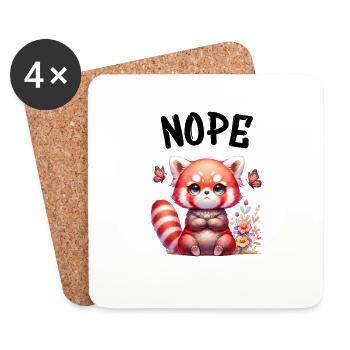 Roter Panda Lustiger Spruch Nope Feuerfuchs - Untersetzer (4er-Set) - Weiß - Vorne