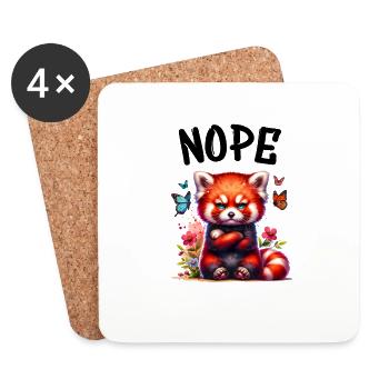 Panda roux Drôle de dicton Nope Renard de Feu - Dessous de verre (lot de 4) - blanc - Devant