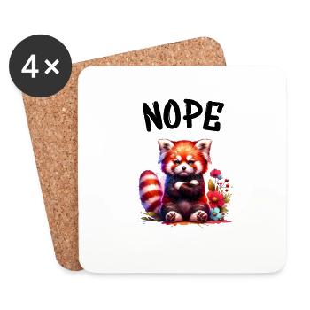Panda roux Drôle de dicton Nope Renard de Feu - Dessous de verre (lot de 4) - blanc - Devant