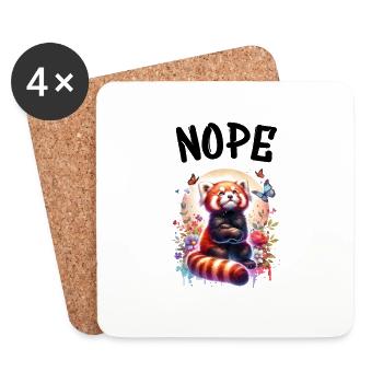 Roter Panda Lustiger Spruch Nope Feuerfuchs - Untersetzer (4er-Set) - Weiß - Vorne