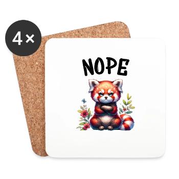 Panda roux Drôle de dicton Nope Renard de Feu - Dessous de verre (lot de 4) - blanc - Devant