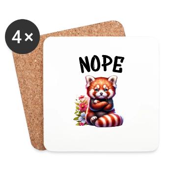 Roter Panda Lustiger Spruch Nope Feuerfuchs - Untersetzer (4er-Set) - Weiß - Vorne