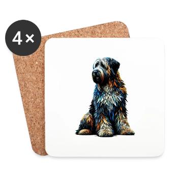 Polygon Art Briard Briards - Coasters (set of 4) - white - Front