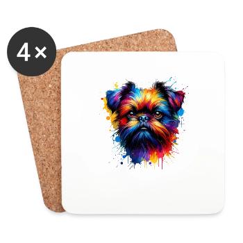Bunte Splash Art Brüssel Griffon Griffon - Untersetzer (4er-Set) - Weiß - Vorne