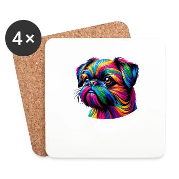 Pop Art Coloré Bruxelles Griffon Griffon - Dessous de verre (lot de 4) - blanc - Devant