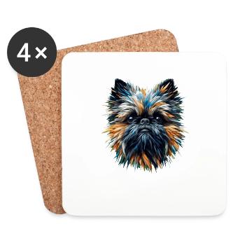 Polygone Art Bruxelles Griffon Griffon Bruxellois - Dessous de verre (lot de 4) - blanc - Devant