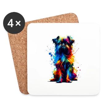 Bunte Splash Art Brüssel Griffon Griffon - Untersetzer (4er-Set) - Weiß - Vorne