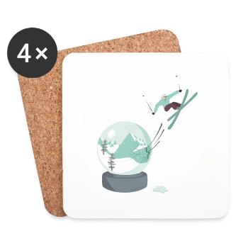 Boule à freeride - Dessous de verre (lot de 4) - blanc - Devant