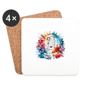 J'aime la musique hip hop breakdance rap breakdance - Dessous de verre (lot de 4) - blanc - Devant