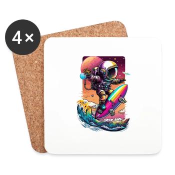 Astronaut Surfing Cosmic Waves Space Explorer - Untersetzer (4er-Set) - Weiß - Vorne
