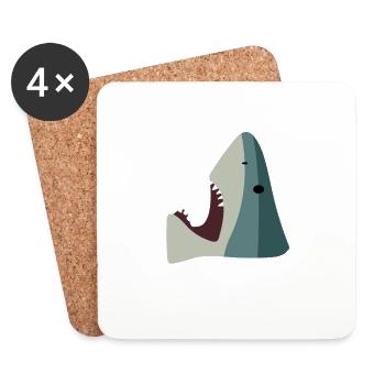 Requin marchant sur un jouet en brique Drôle Internet Mème - Dessous de verre (lot de 4) - blanc - Devant