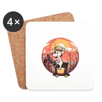 Wild West Mouse Rider Cheval Chevaux - Dessous de verre (lot de 4) - blanc - Devant