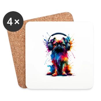Casque Splash Art Brussels Griffon Griffon - Dessous de verre (lot de 4) - blanc - Devant