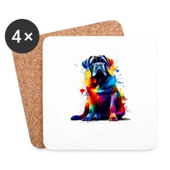 Splash Art Cane Corso coloré Mastiff italien - Dessous de verre (lot de 4) - blanc - Devant