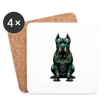 Mandala Art Cane Corso Mastiff Italien - Dessous de verre (lot de 4) - blanc - Devant