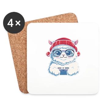Alpaca Llama Gaming Video Game Gamer - Coasters (set of 4) - white - Front