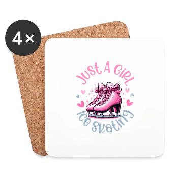 Figé dans le temps : une fille et ses patins - Dessous de verre (lot de 4) - blanc - Devant