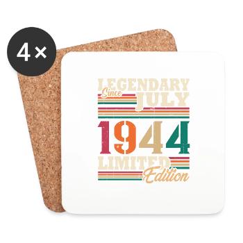 Vintage 1944 Juillet Cadeau Anniversaire Rétro - Dessous de verre (lot de 4) - blanc - Devant