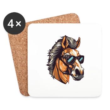 Horse Hipster Cool Party - Coasters (set of 4) - white - Front