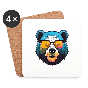 Ours polaire Hipster Cool Party Ours polaire - Dessous de verre (lot de 4) - blanc - Devant