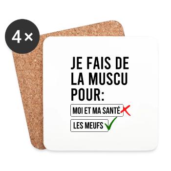 Je fais de la muscu pour les meufs - Dessous de verre (lot de 4) - blanc - Devant