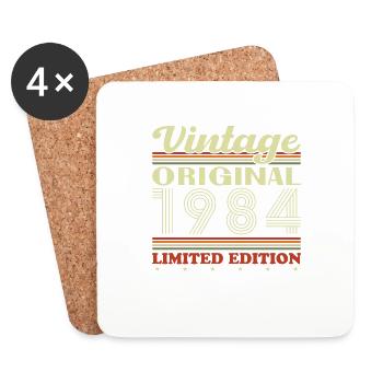 1984 Vintage Original 1984 Cadeau D'anniversaire - Dessous de verre (lot de 4) - blanc - Devant