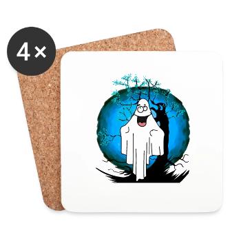 Halloween Gespenst Geist Geister - Untersetzer (4er-Set) - Weiß - Vorne