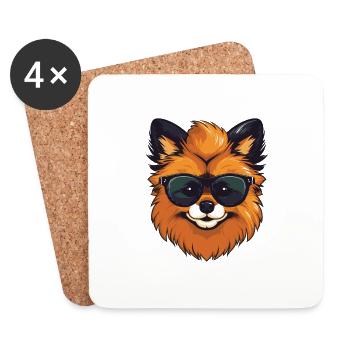 Zwergspitz Hund Pomeranian Cool - Untersetzer (4er-Set) - Weiß - Vorne