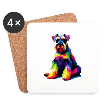 Bunte Pop Art Riesenschnauzer Schnauzer - Untersetzer (4er-Set) - Weiß - Vorne
