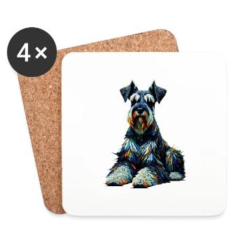 Polygon Art Giant Schnauzer Schnauzers - Coasters (set of 4) - white - Front