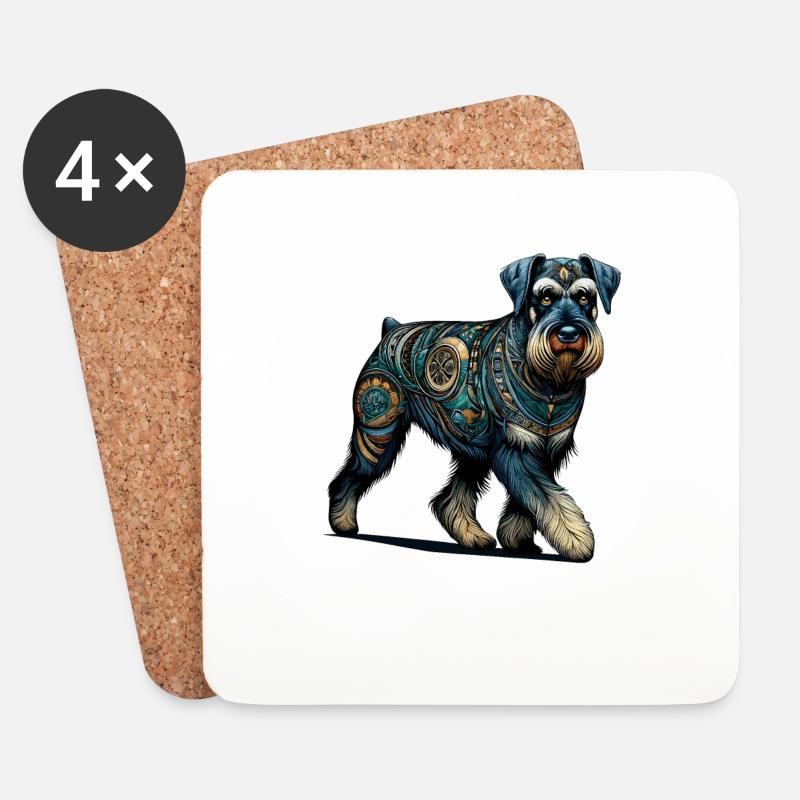 Mandala Kunst Riesenschnauzer Schnauzer Schnauzer - Untersetzer (4er-Set) - Weiß