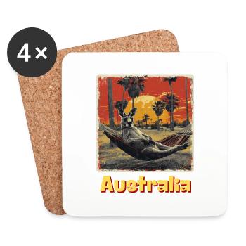 Kangaroo Australie Détente Vacances Paresseuses - Dessous de verre (lot de 4) - blanc - Devant